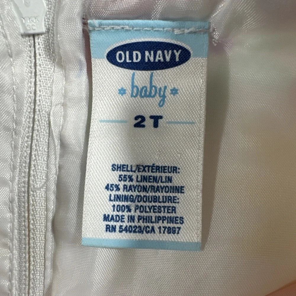 OLD NAVY Girls 2T Dress Sleeveless Linen Blend Colorful Floral Pink Purple Multi